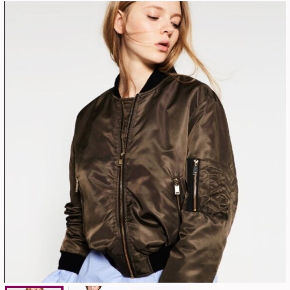 Zara bomber jacket olive color Small